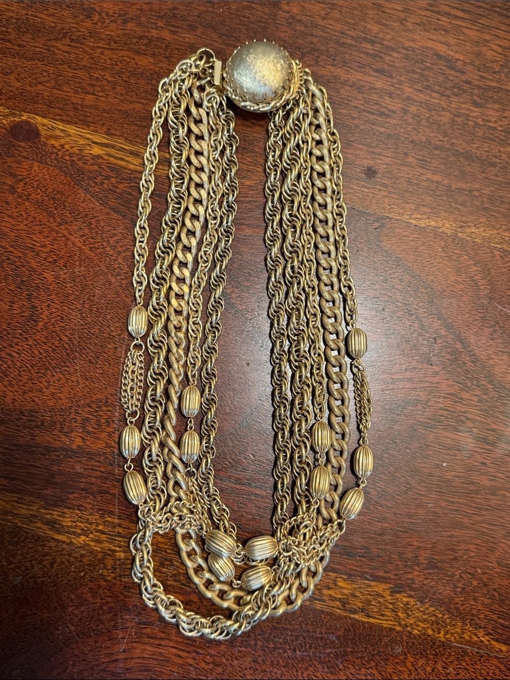 Vintage gold-tone multi-strand chain necklace from late 1950’s / early 1960’s.